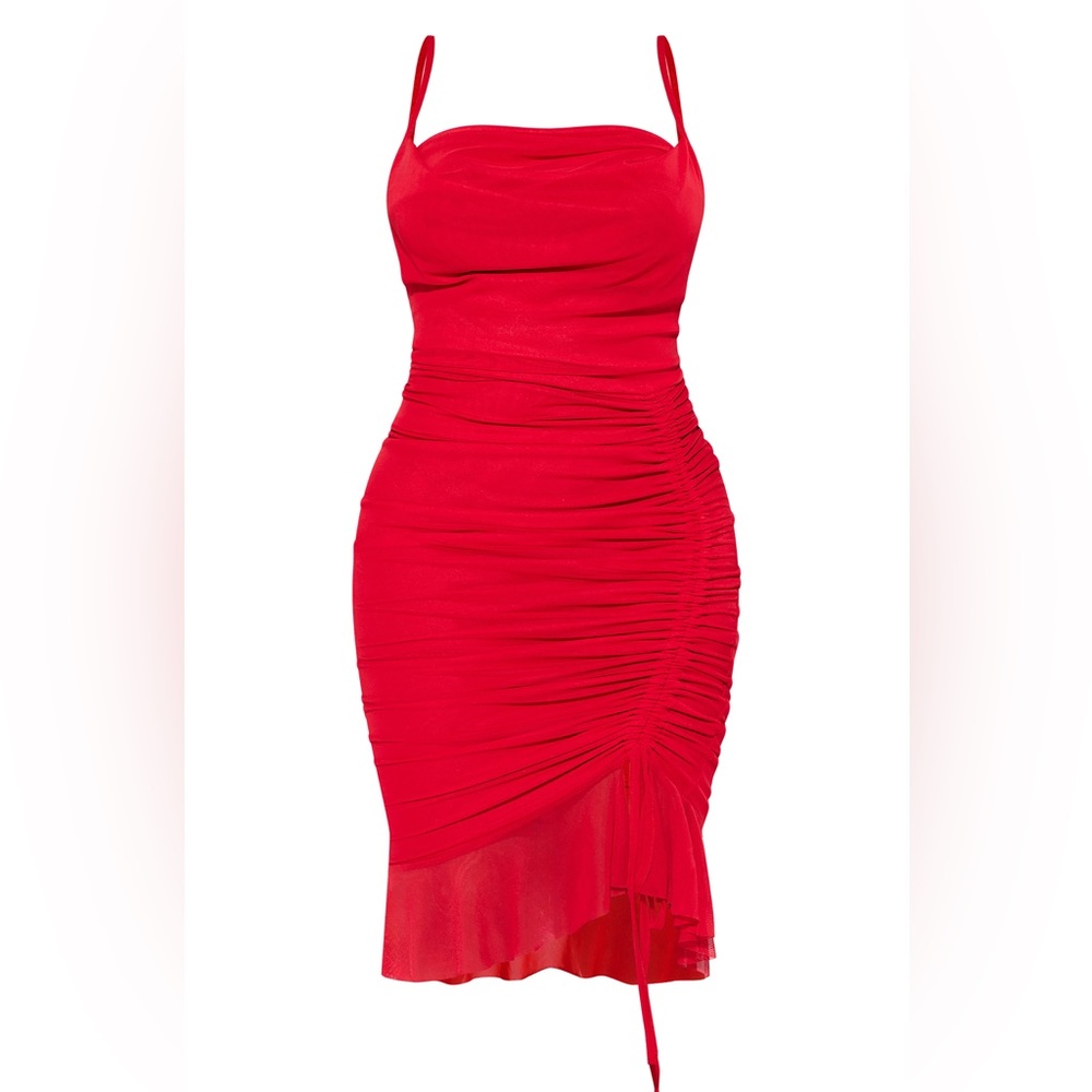 NWT PrettyLittleThing Strapless Red Dress